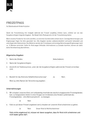 Freizeitpass Kinder-Freizeiten