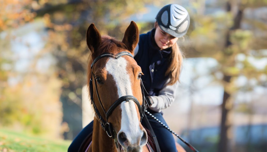 Junges Mädchen reitet auf einem Pferd